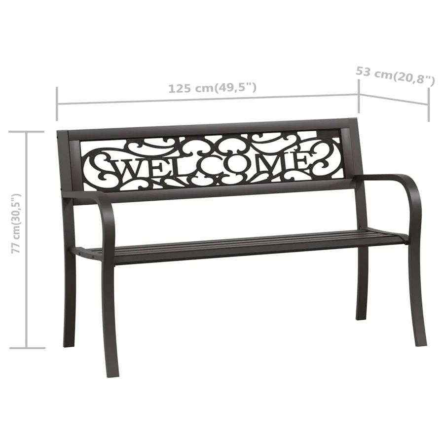 Banc de jardin 125 cm Acier Noir - 8