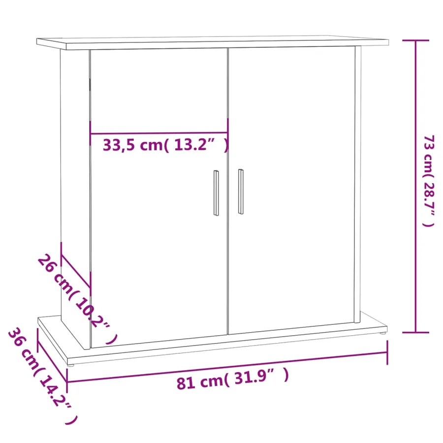 Support d'aquarium en béton gris 81 x 36 x 73 cm Bois d'ingénierie - 11