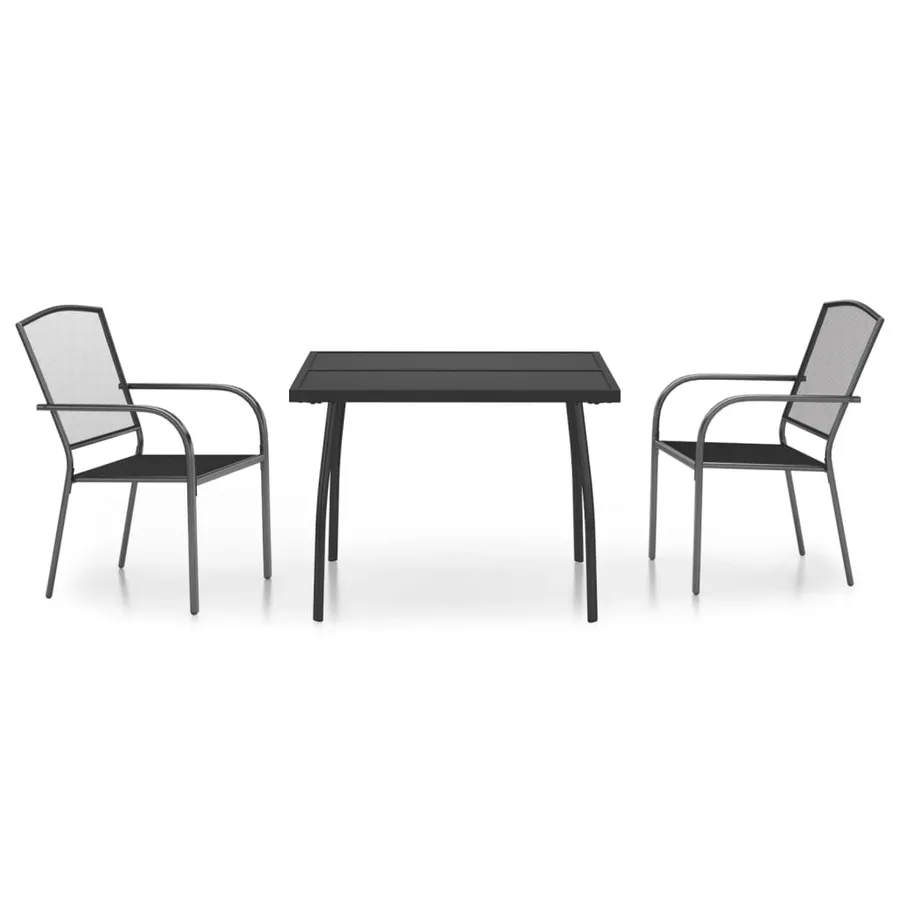Ensemble à manger de jardin 3 pcs anthracite acier - 2