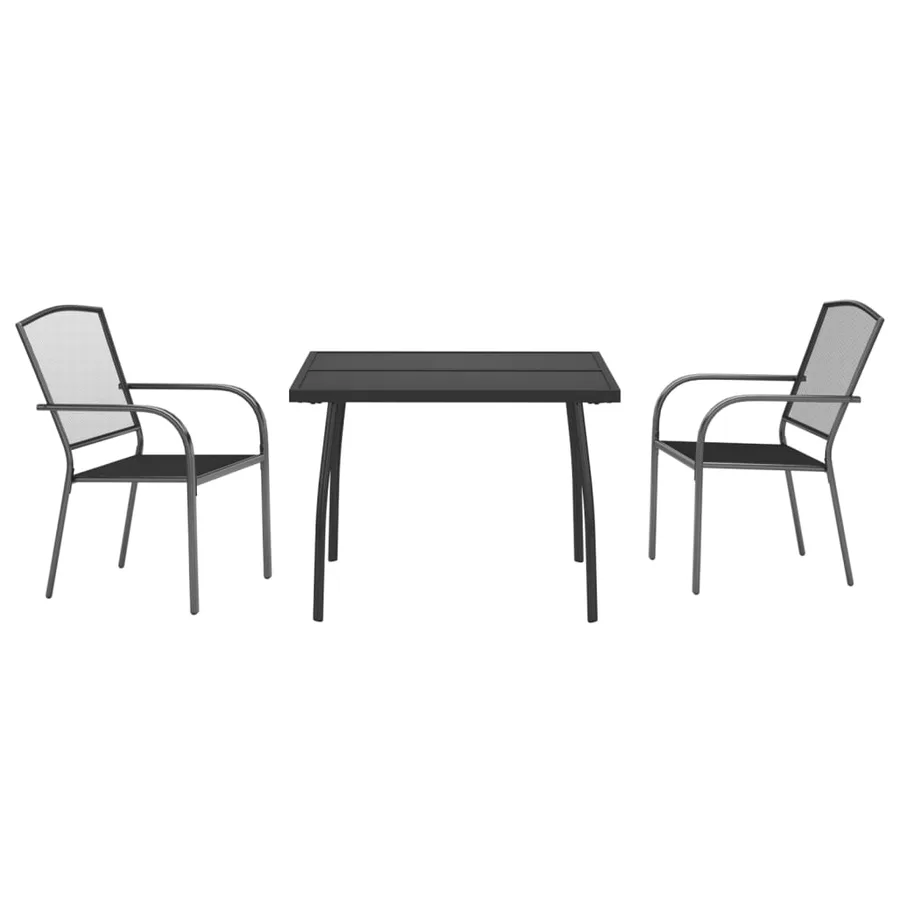 Ensemble à manger de jardin 3 pcs anthracite acier - 3