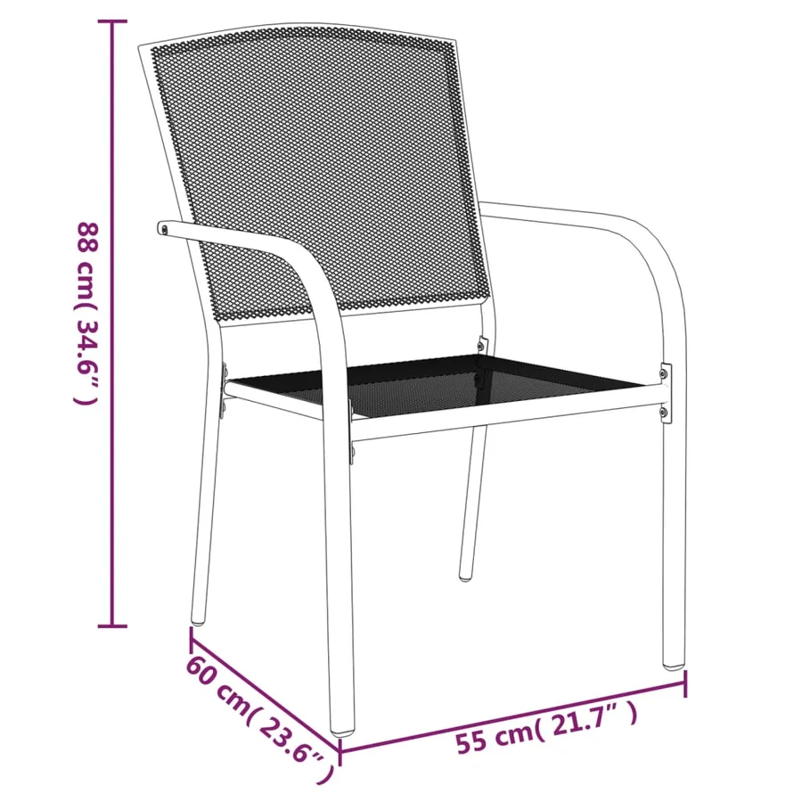 Ensemble à manger de jardin 3 pcs anthracite acier - 9
