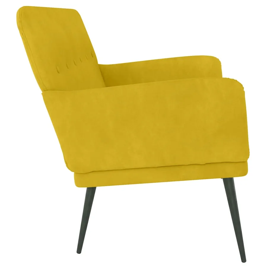 Banc Jaune 108x79x79 cm Velours - 4