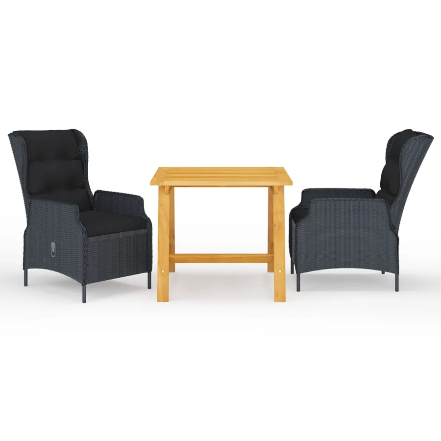Ensemble à manger de jardin 3 pcs Gris foncé