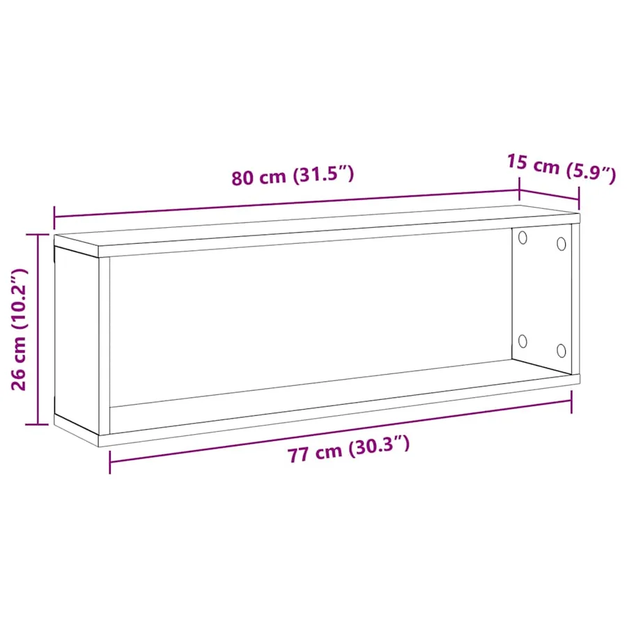 Étagères cube murales 2 pcs chêne sonoma bois d'ingénierie - 11