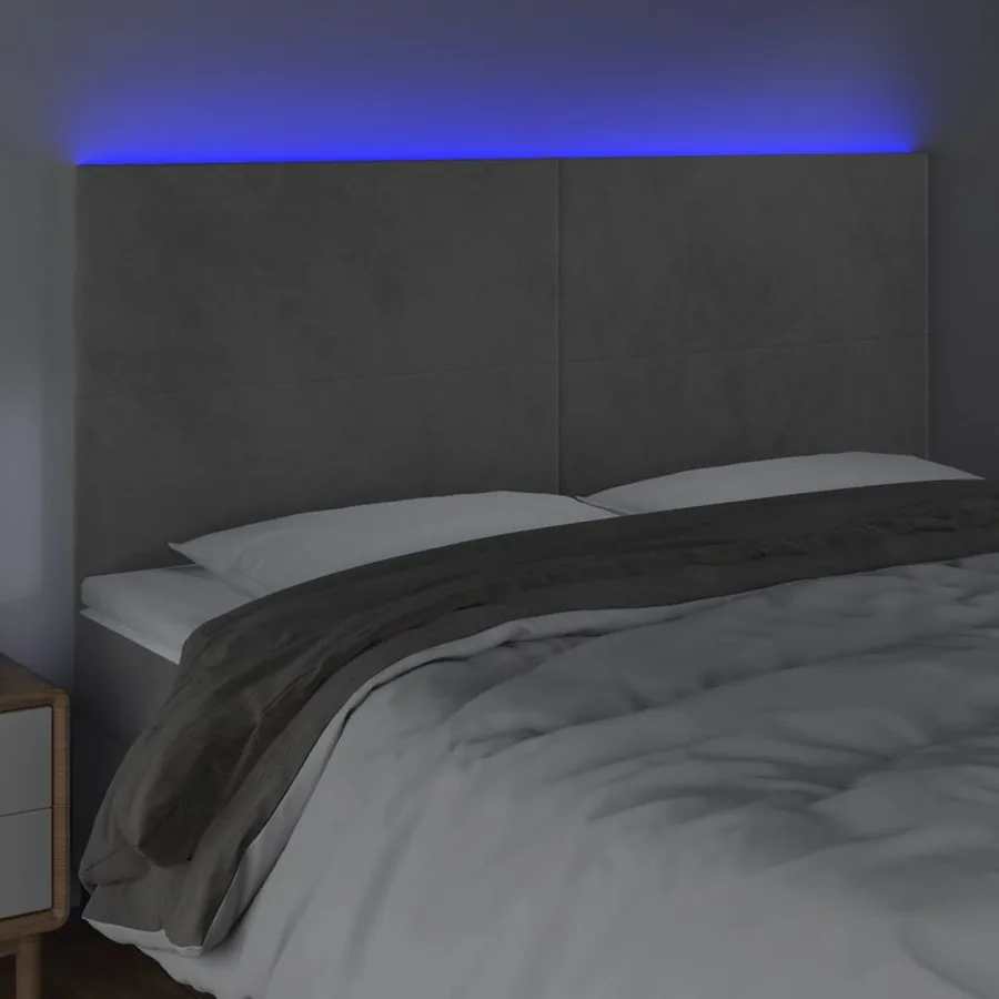 Tête de lit à LED Gris clair 180x5x118/128 cm Velours - 3