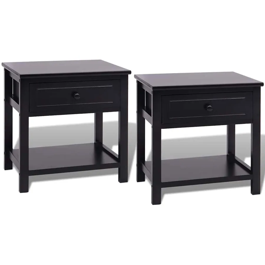 Table de chevet 2 pcs Bois Noir - 2