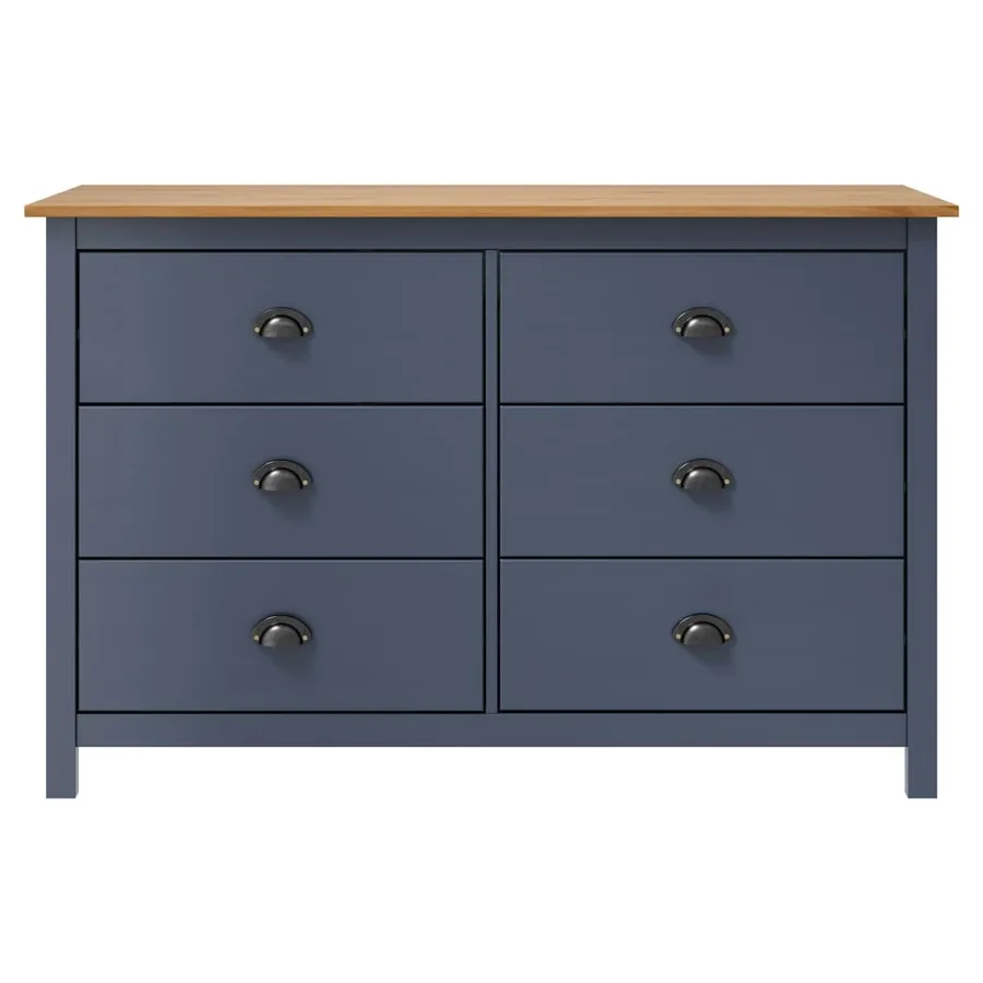 Buffet Hill Gris 125x40x80 cm Bois de pin solide - 2