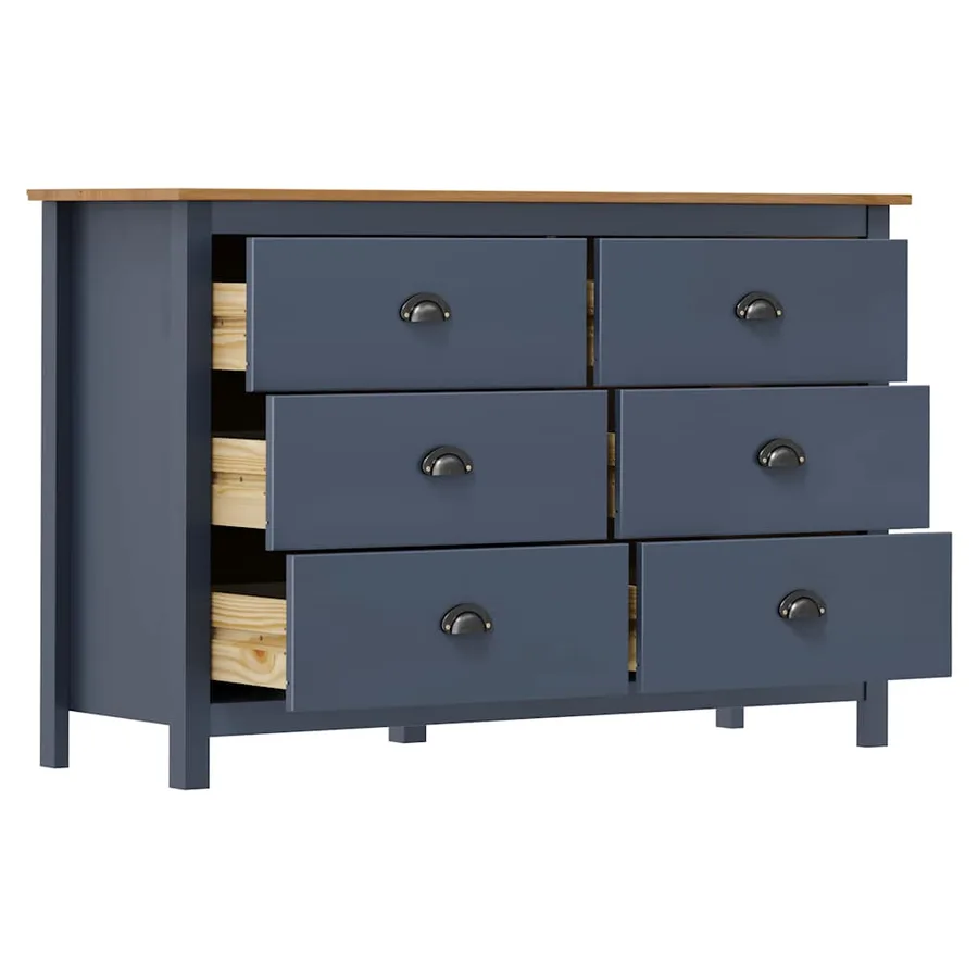 Buffet Hill Gris 125x40x80 cm Bois de pin solide - 3