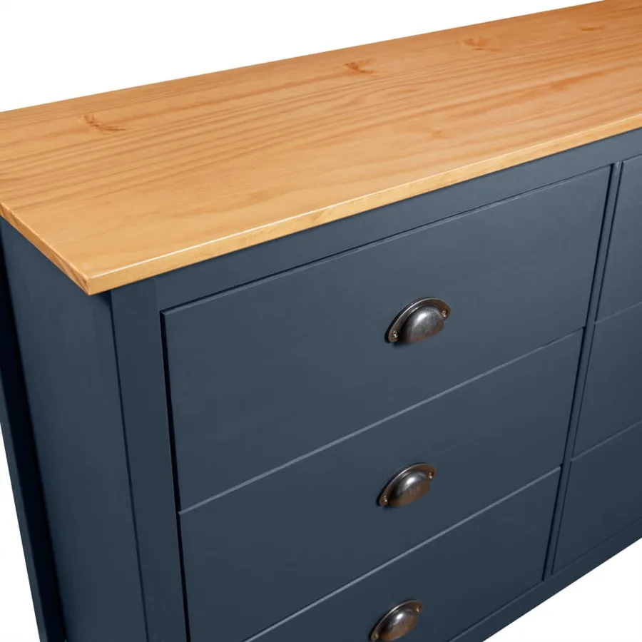 Buffet Hill Gris 125x40x80 cm Bois de pin solide - 4