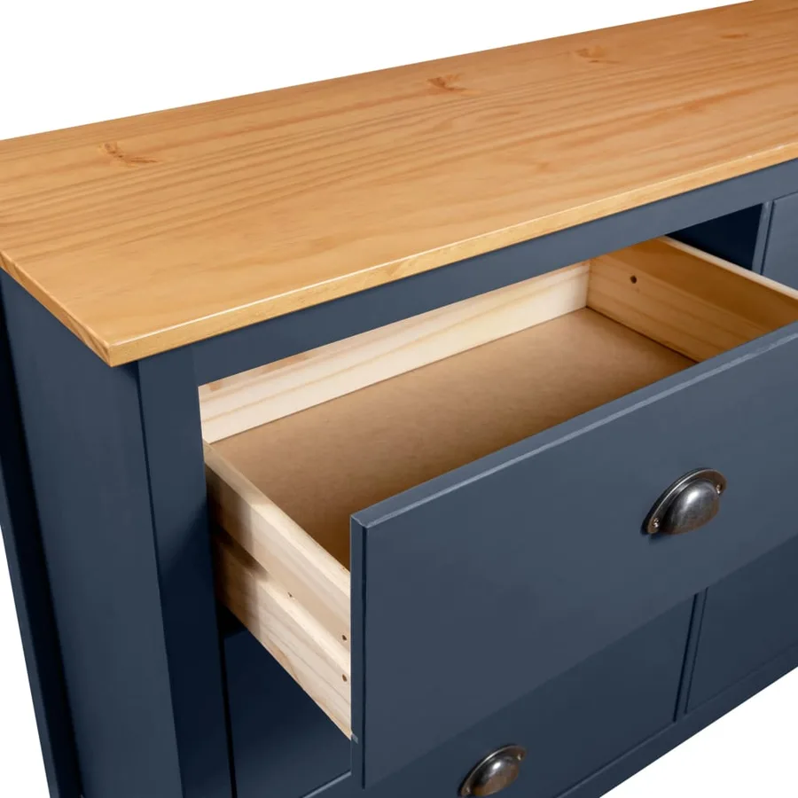 Buffet Hill Gris 125x40x80 cm Bois de pin solide - 5
