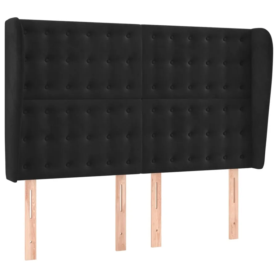 Sommier à lattes de lit matelas et LED Noir 140x200 cm Velours - 7