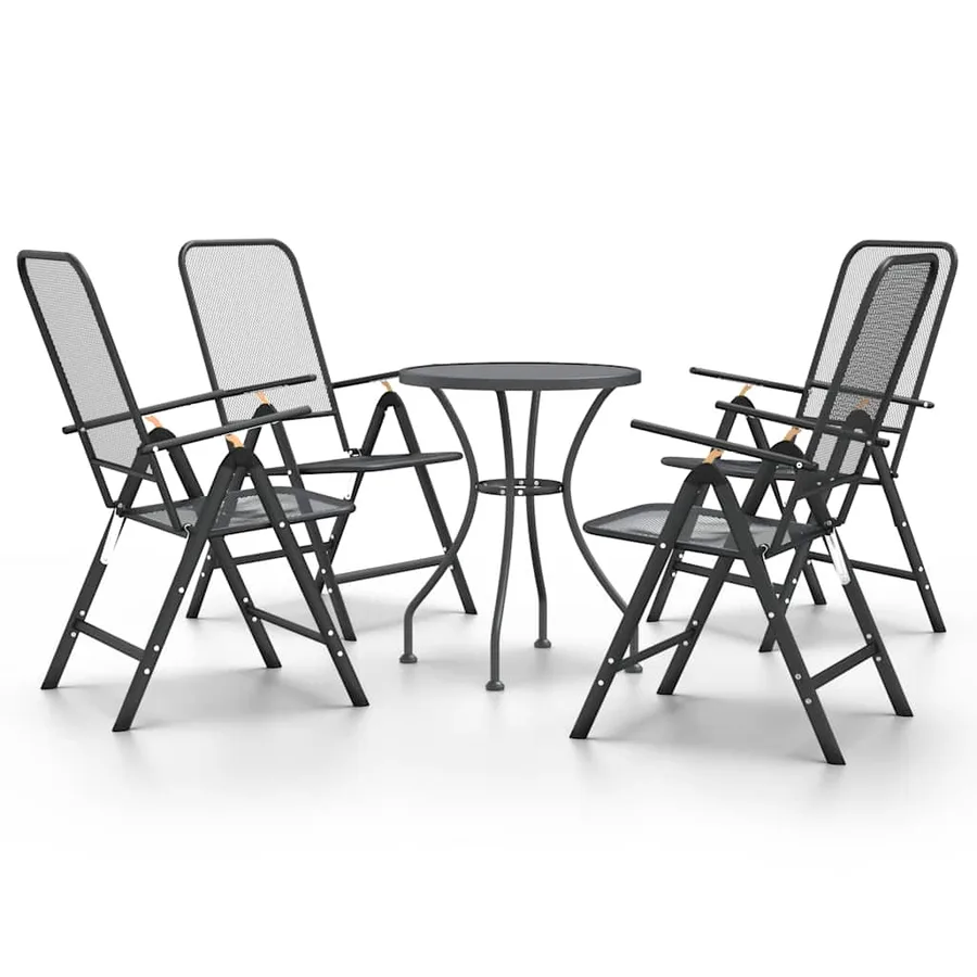 Ensemble à manger de jardin 5 pcs Maille Métal Anthracite - 2