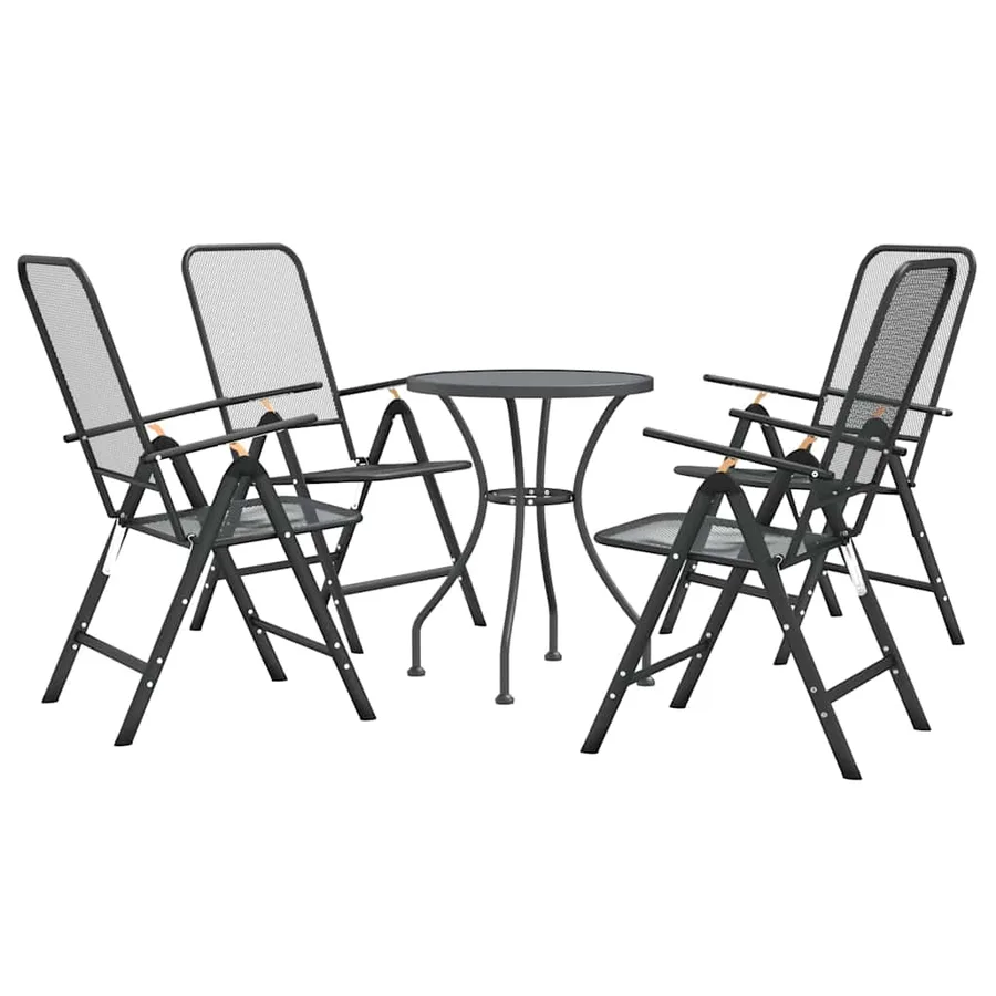 Ensemble à manger de jardin 5 pcs Maille Métal Anthracite - 3