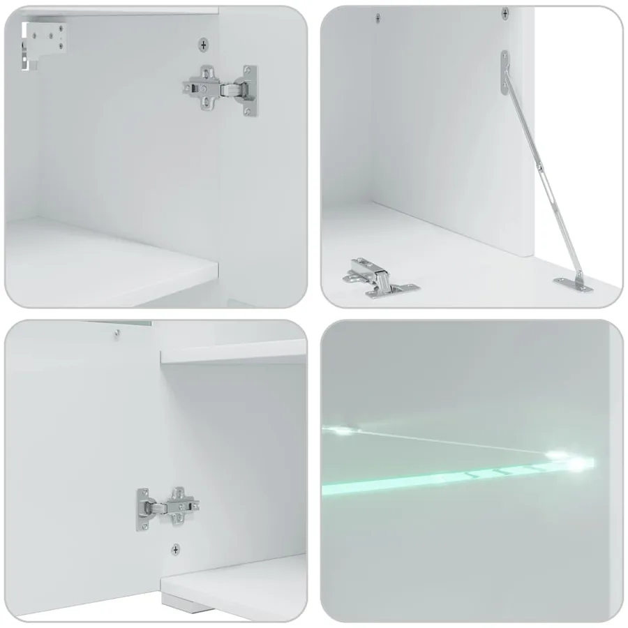 Meuble TV mural avec éclairage LED 5 pièces Blanc - 12