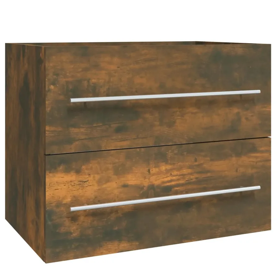 Armoire de lavabo Chêne fumé 60x38,5x48 cm Bois d'ingénierie - 2