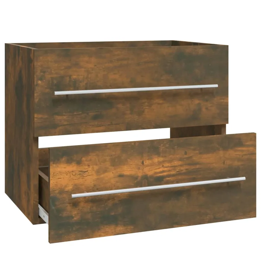 Armoire de lavabo Chêne fumé 60x38,5x48 cm Bois d'ingénierie - 5