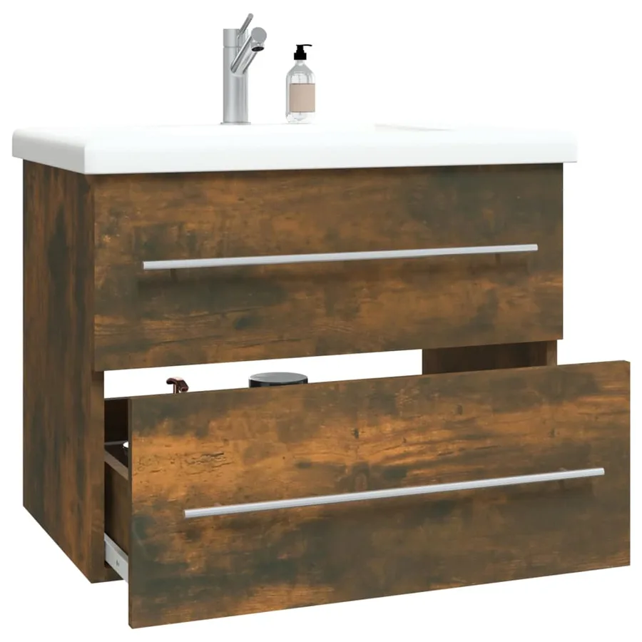 Armoire de lavabo Chêne fumé 60x38,5x48 cm Bois d'ingénierie - 7