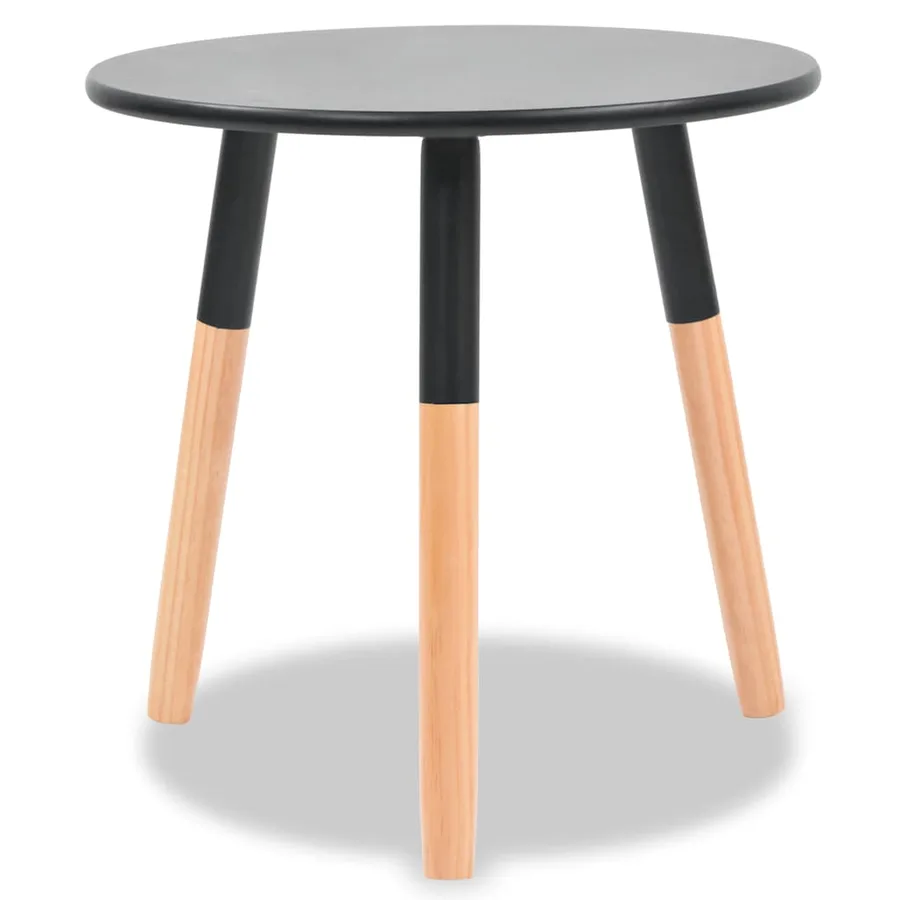 Ensemble de tables d'appoint 2 pcs Bois de pin massif Noir - 4