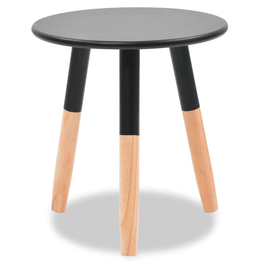 Ensemble de tables d'appoint 2 pcs Bois de pin massif Noir - 5