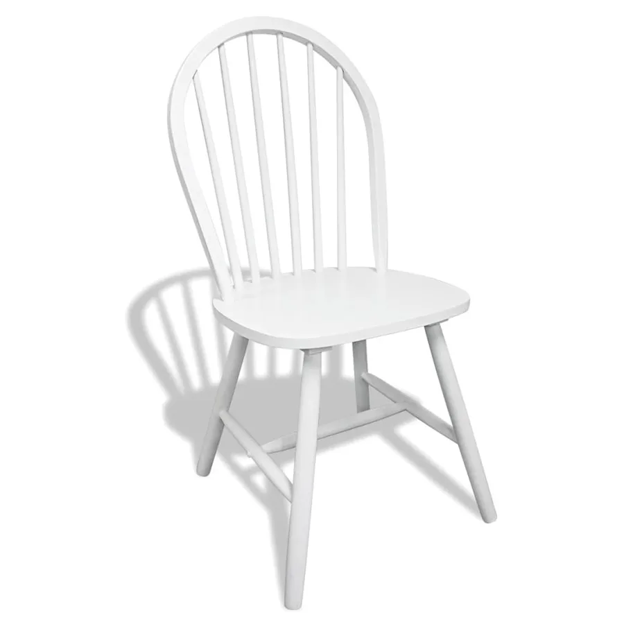 Chaises à manger lot de 6 blanc bois d'hévéa solide - 4