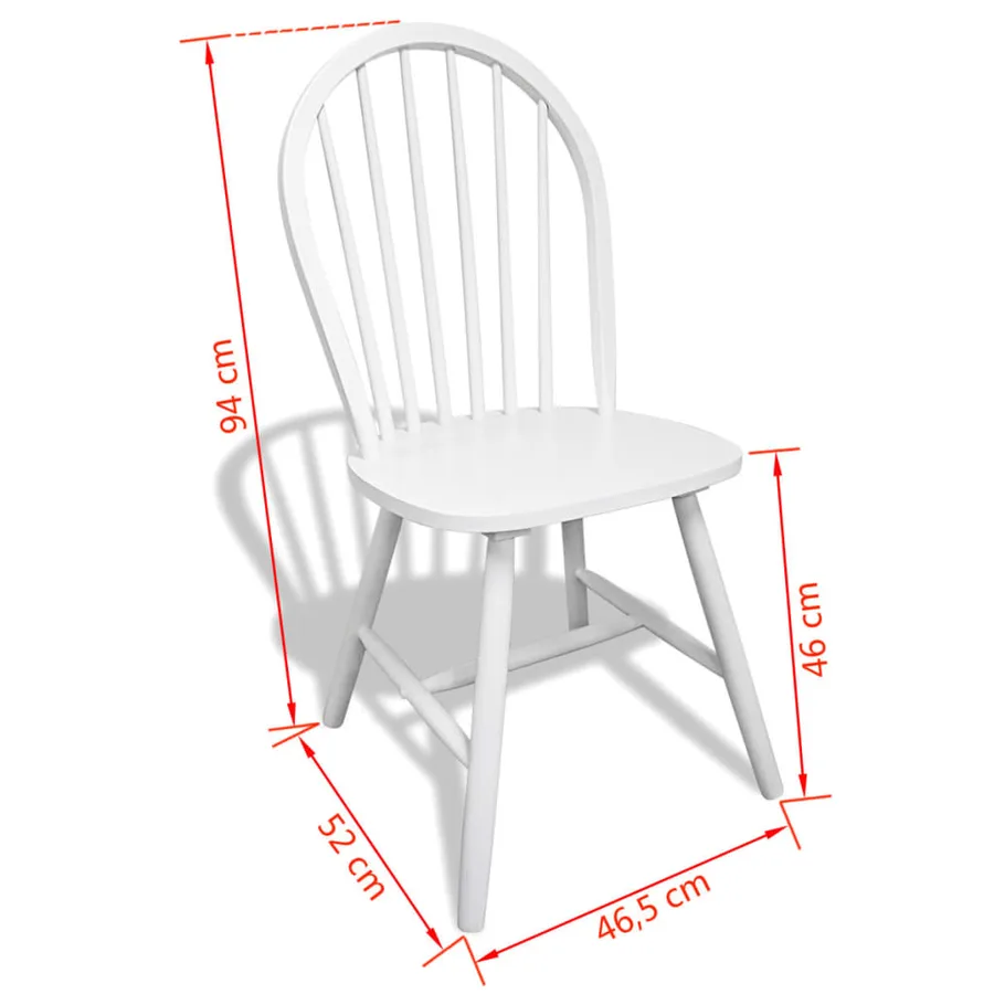 Chaises à manger lot de 6 blanc bois d'hévéa solide - 6