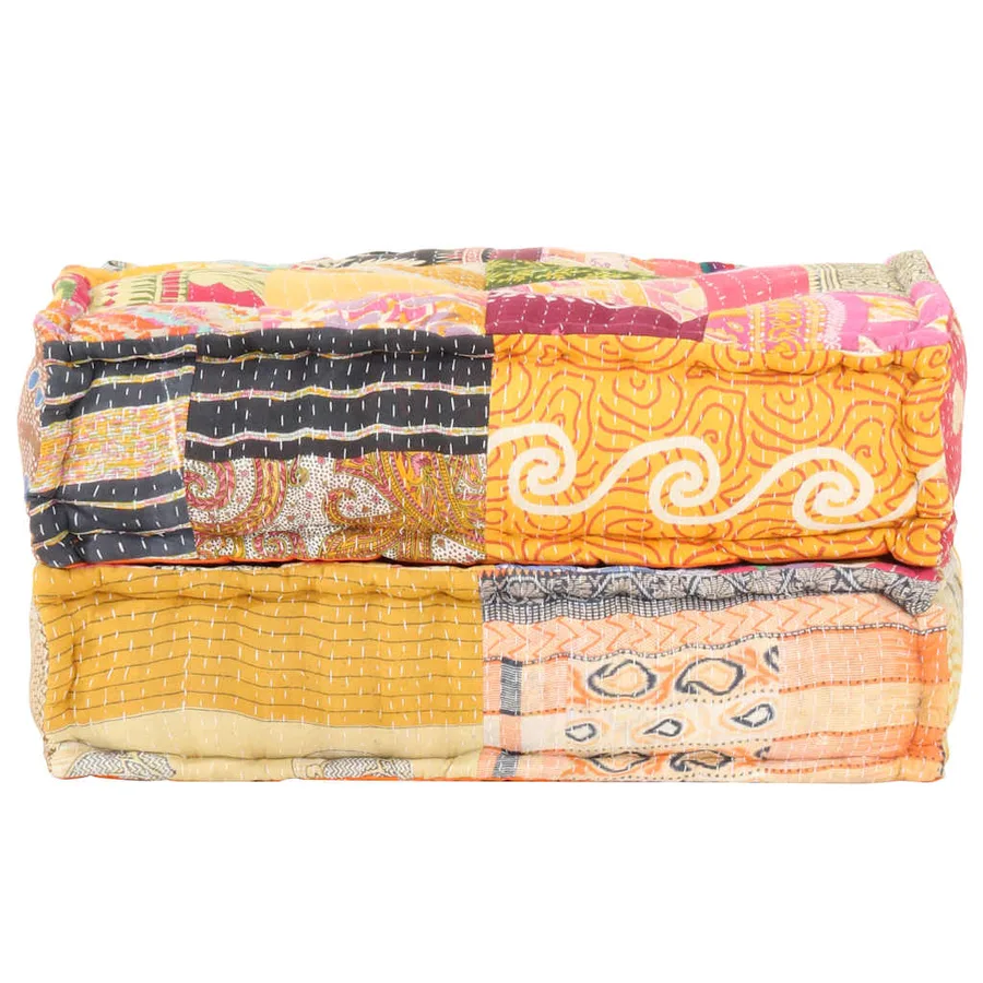 Pouf 60x70x36 cm Patchwork Tissu - 2