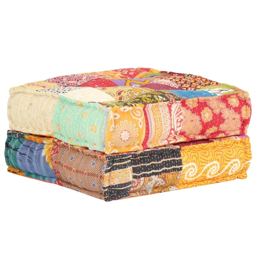 Pouf 60x70x36 cm Patchwork Tissu - 3