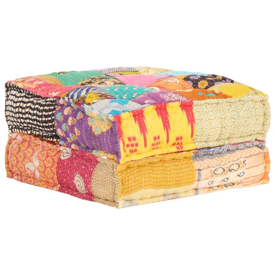 Pouf 60x70x36 cm Patchwork Tissu - 4