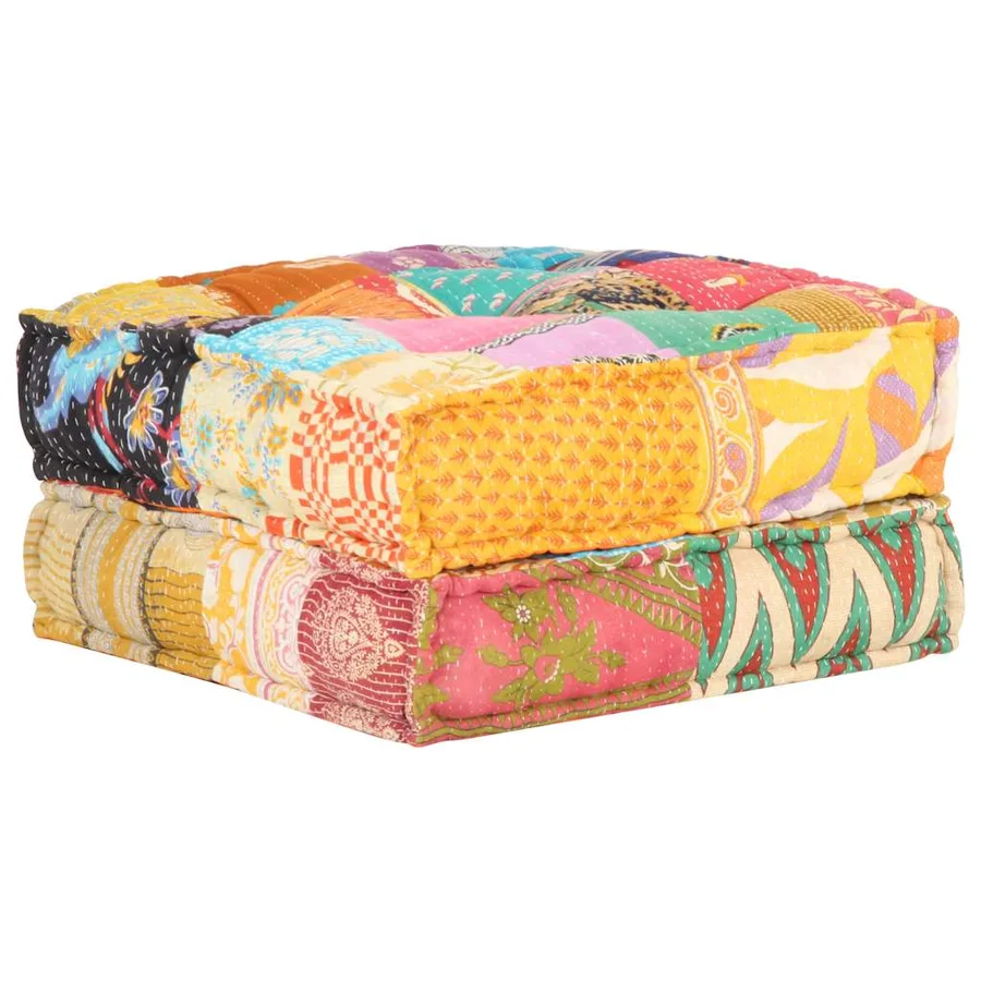 Pouf 60x70x36 cm Patchwork Tissu - 5