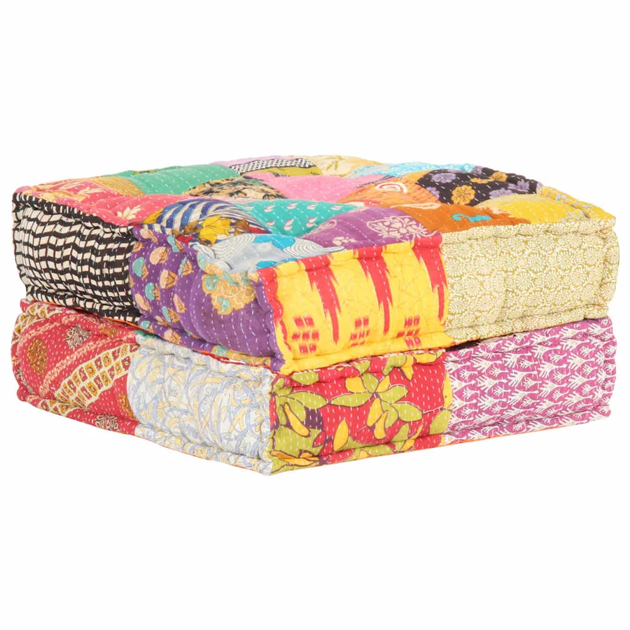 Pouf 60x70x36 cm Patchwork Tissu - 6