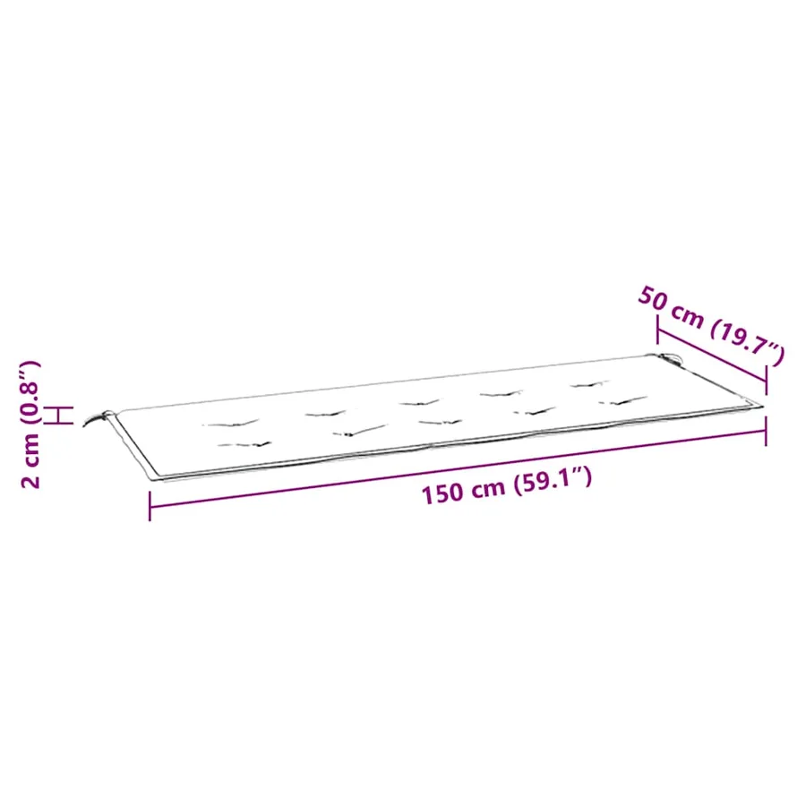 Coussin de banc de jardin beige 150x50x3 cm tissu oxford - 7