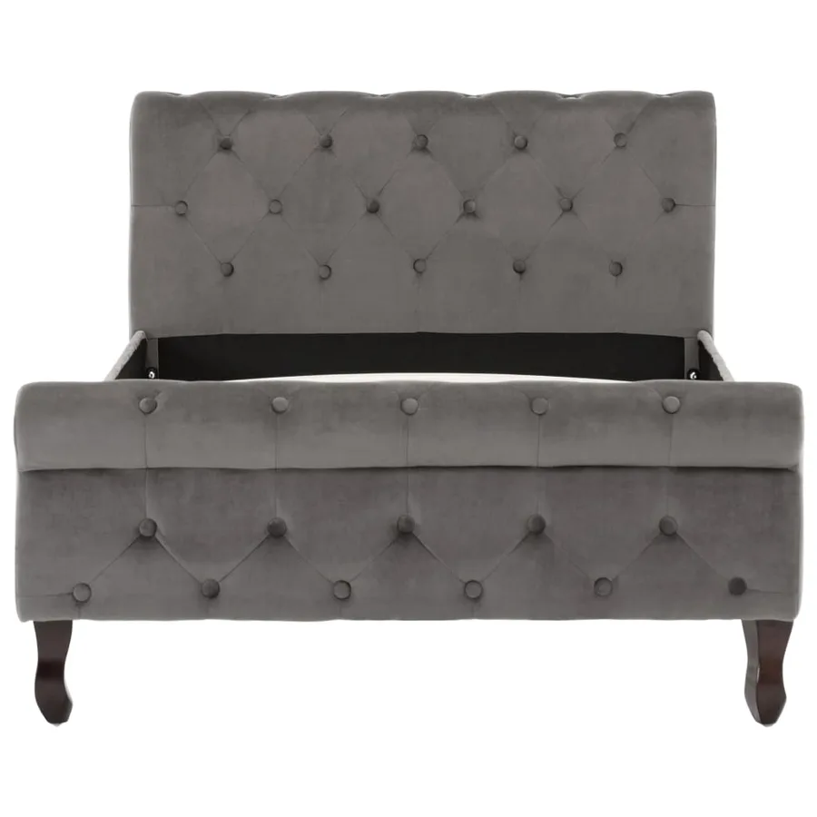 Cadre de lit sans matelas gris velours 100x200 cm - 3