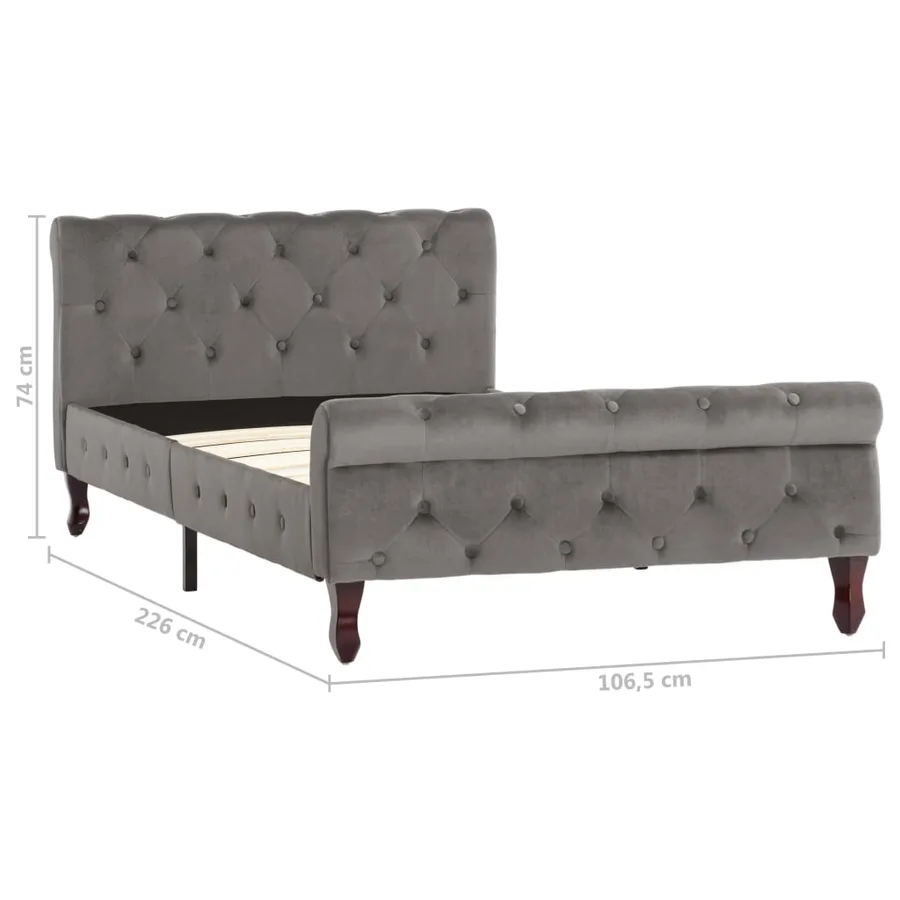 Cadre de lit sans matelas gris velours 100x200 cm - 7