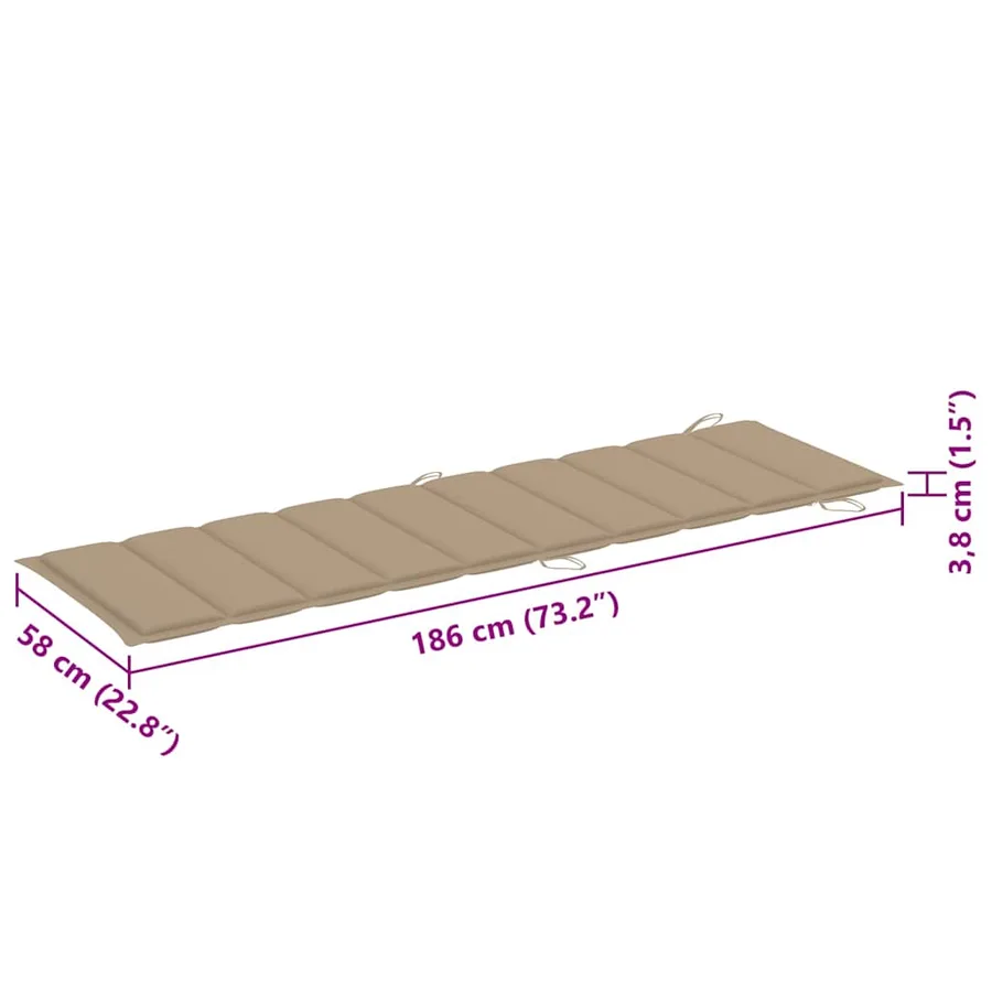 Chaises longues lot de 2 avec coussins Bois d'acacia solide - 17
