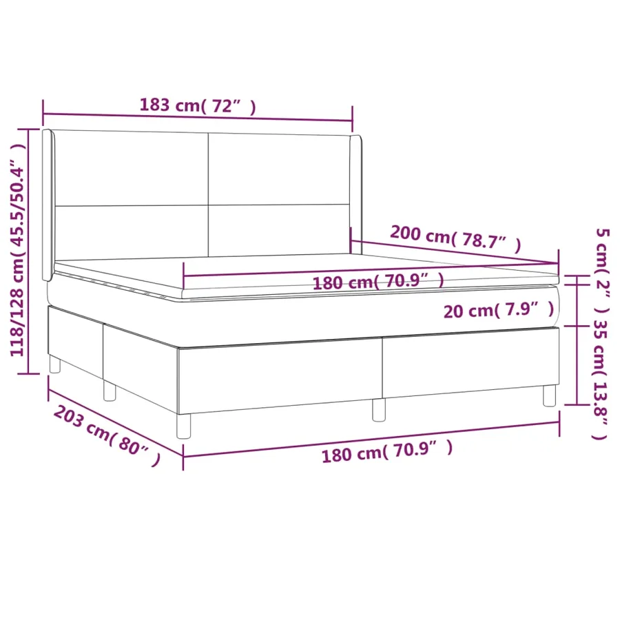 Sommier à lattes de lit matelas et LED Gris clair 180x200 cm - 8