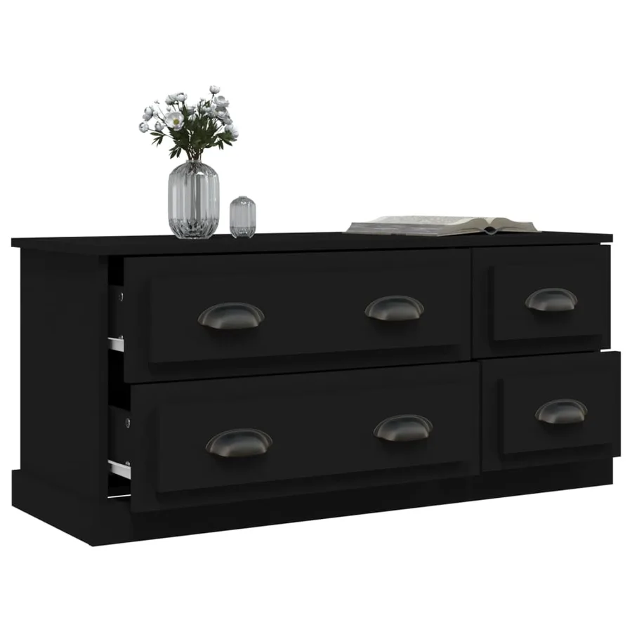 Meuble TV noir 100x35,5x45 cm bois d'ingénierie - 5