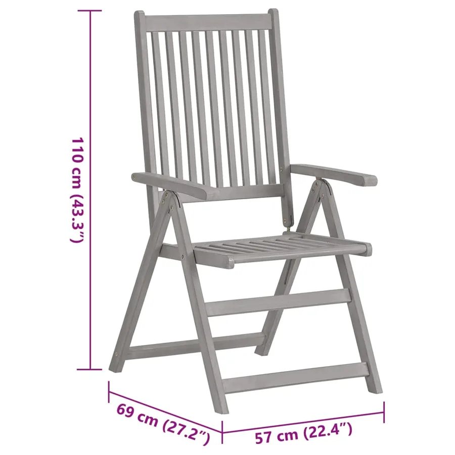 Chaises inclinables de jardin lot de 4 et coussins Bois acacia - 10