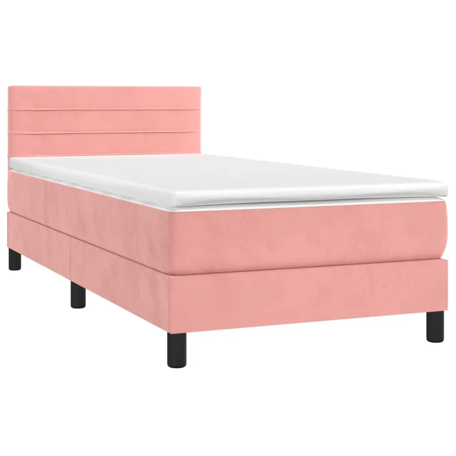 Sommier à lattes de lit avec matelas et LED Rose 100x200 cm - 3