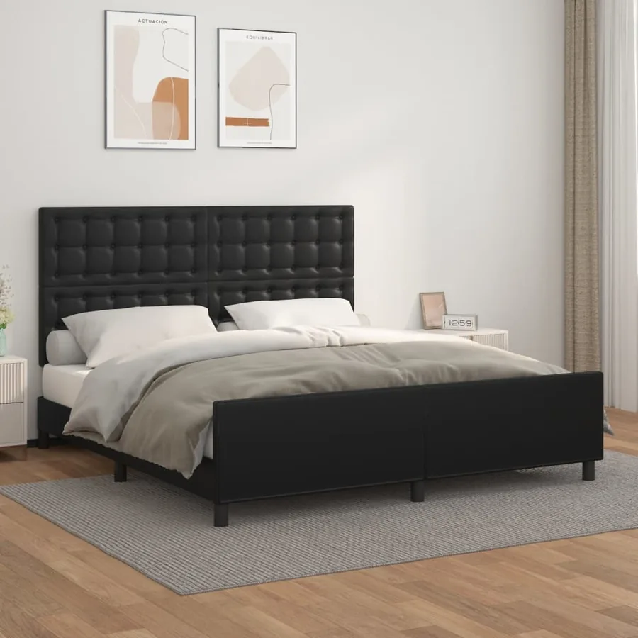 Cadre de lit sans matelas noir 160x200 cm similicuir