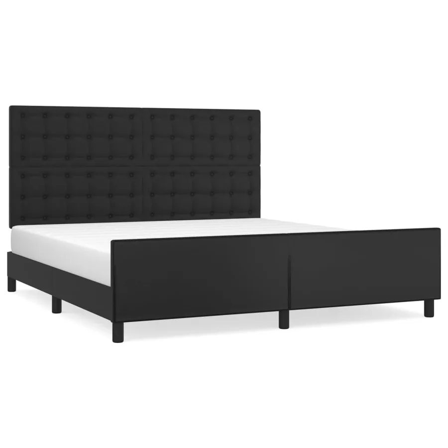 Cadre de lit sans matelas noir 160x200 cm similicuir - 2