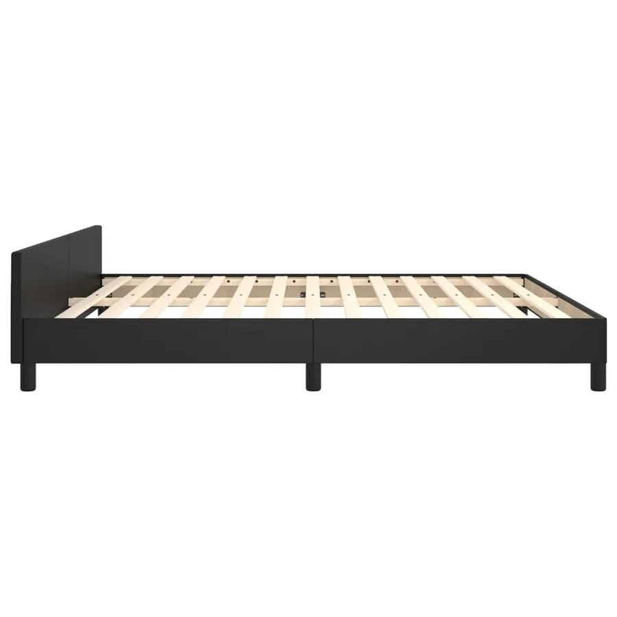 Cadre de lit sans matelas noir 160x200 cm similicuir - 7