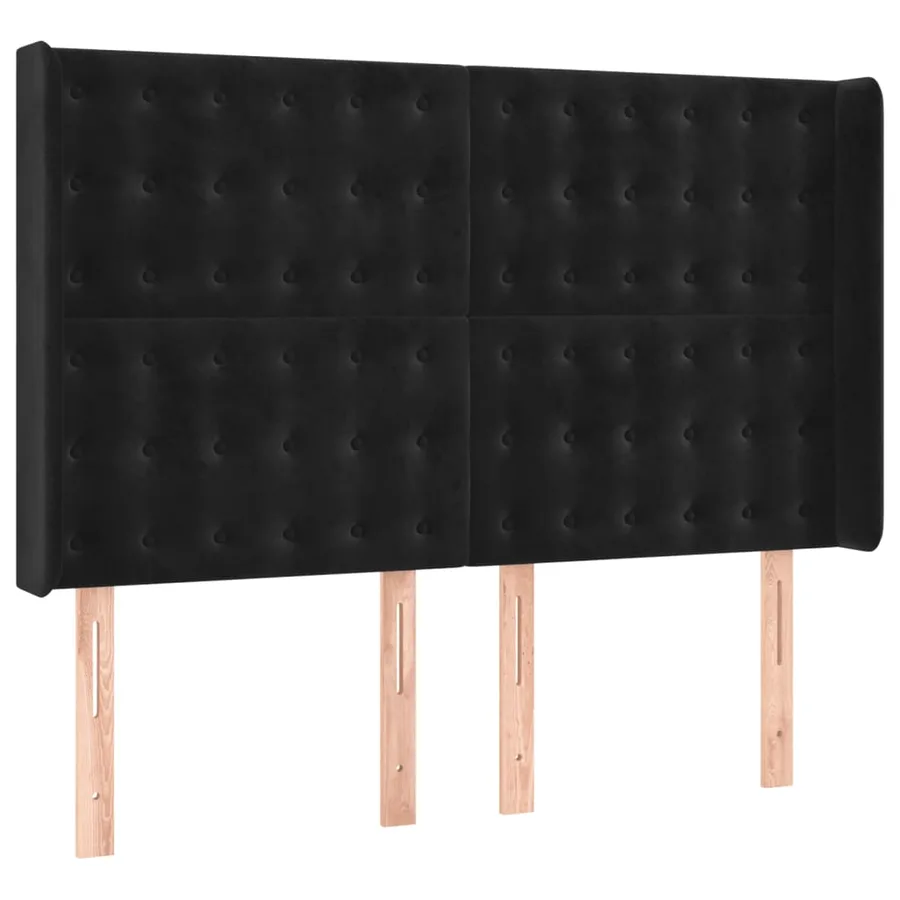 Sommier à lattes de lit matelas et LED Noir 140x190 cm Velours - 7