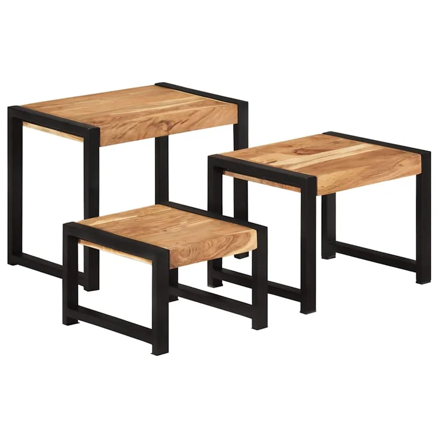 Tables gigognes 3 pcs Bois solide - 12