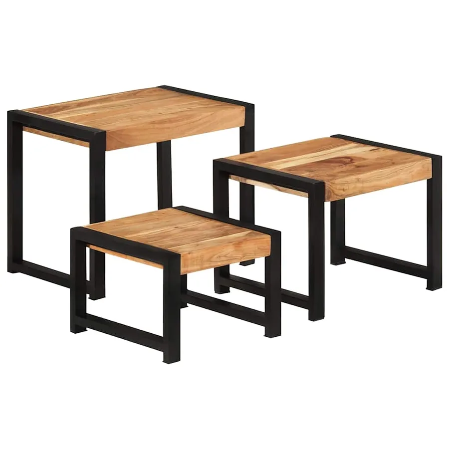 Tables gigognes 3 pcs Bois solide - 13