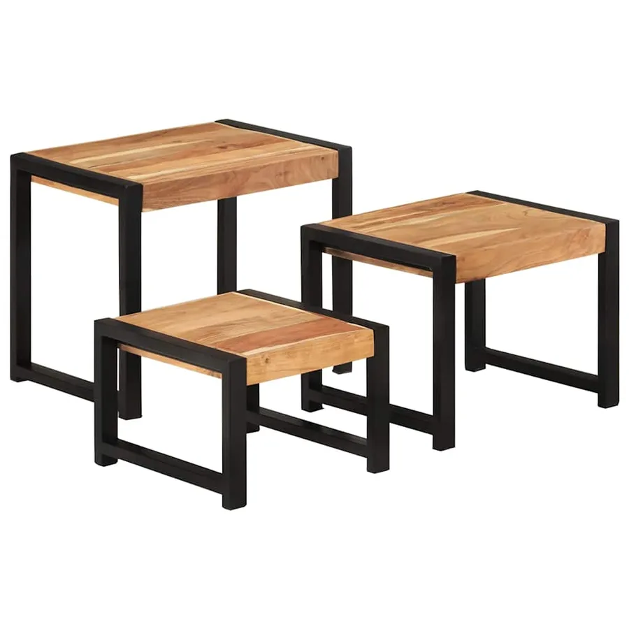 Tables gigognes 3 pcs Bois solide - 15