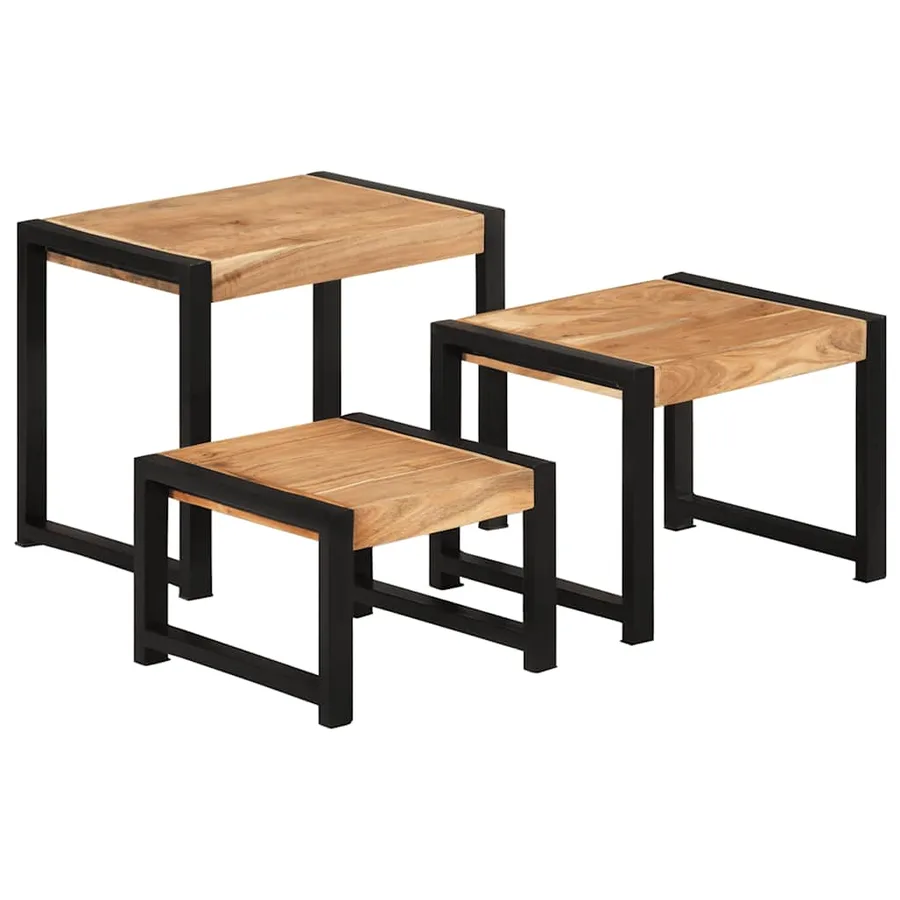 Tables gigognes 3 pcs Bois solide - 2