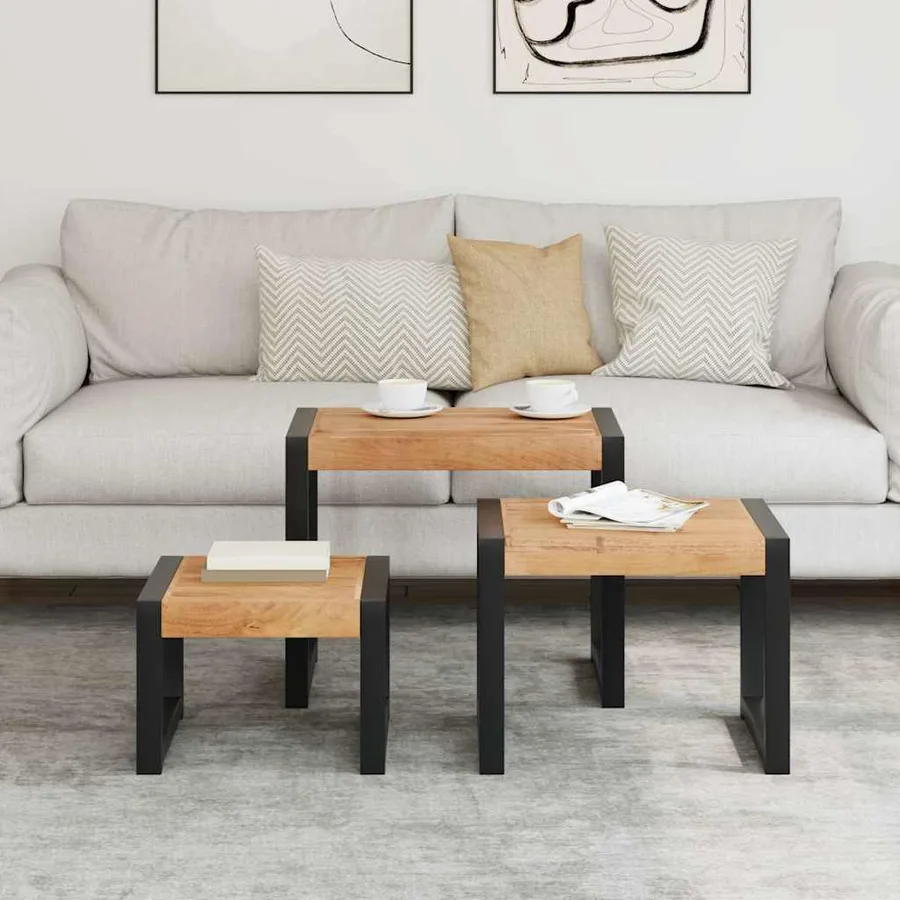 Tables gigognes 3 pcs Bois solide - 3