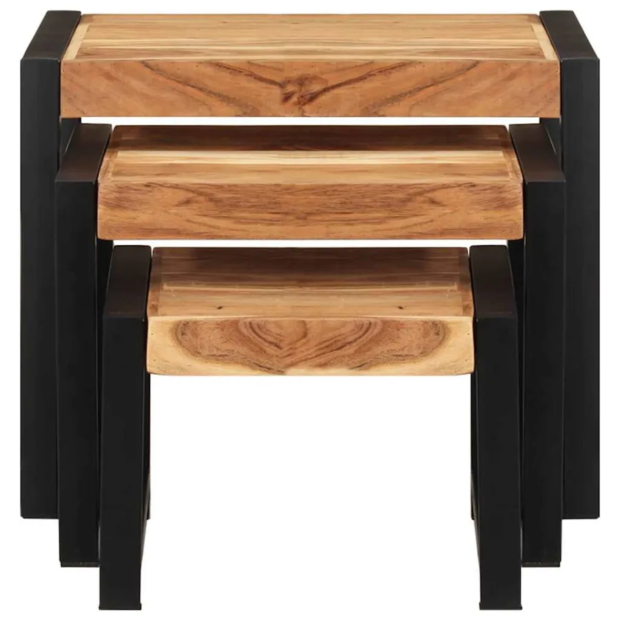 Tables gigognes 3 pcs Bois solide - 4