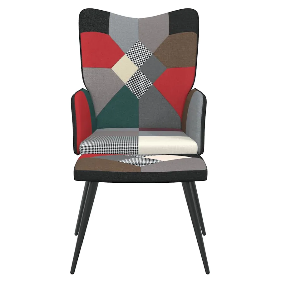 Chaise de relaxation avec tabouret Patchwork Tissu - 3