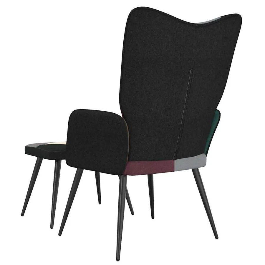 Chaise de relaxation avec tabouret Patchwork Tissu - 5